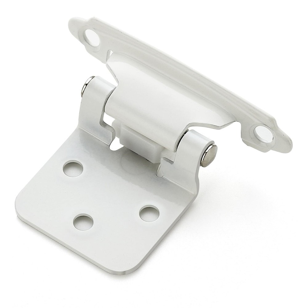 20 Pack 1/2 Inch Overlay White Cabinet Hinges Semi-Concealed Self Closing