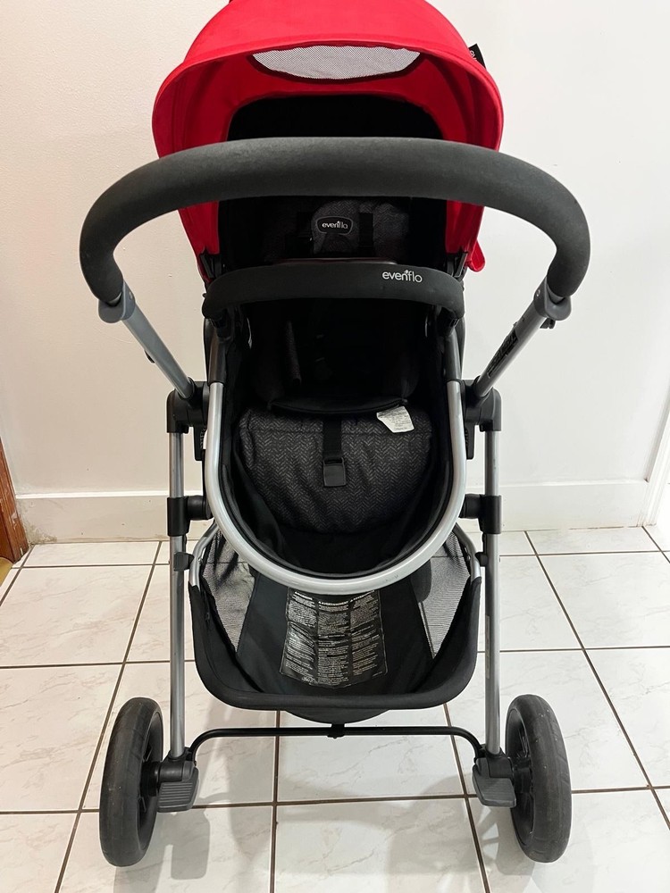 Evenflo Pivot Travel System Stroller Red Black Gray Adjustable Handles
