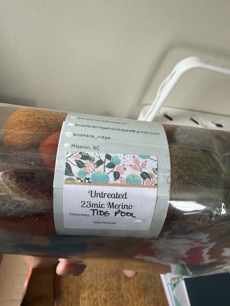 Brambleridge Wool Roving Colorway-Tidepool, 100 Grams