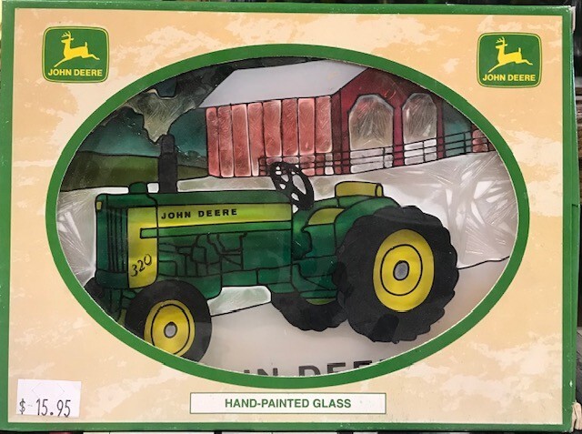 John Deere Hand-Painted Glass
