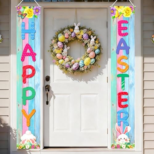 Easter Decorations Easter Decor Happy Easter Porch Sign Banner Easter Eggs