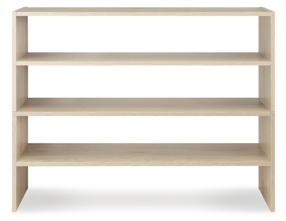 Whitmor Wood Stackable 2-Shelf Shoe Rack, White Oak, 31"
