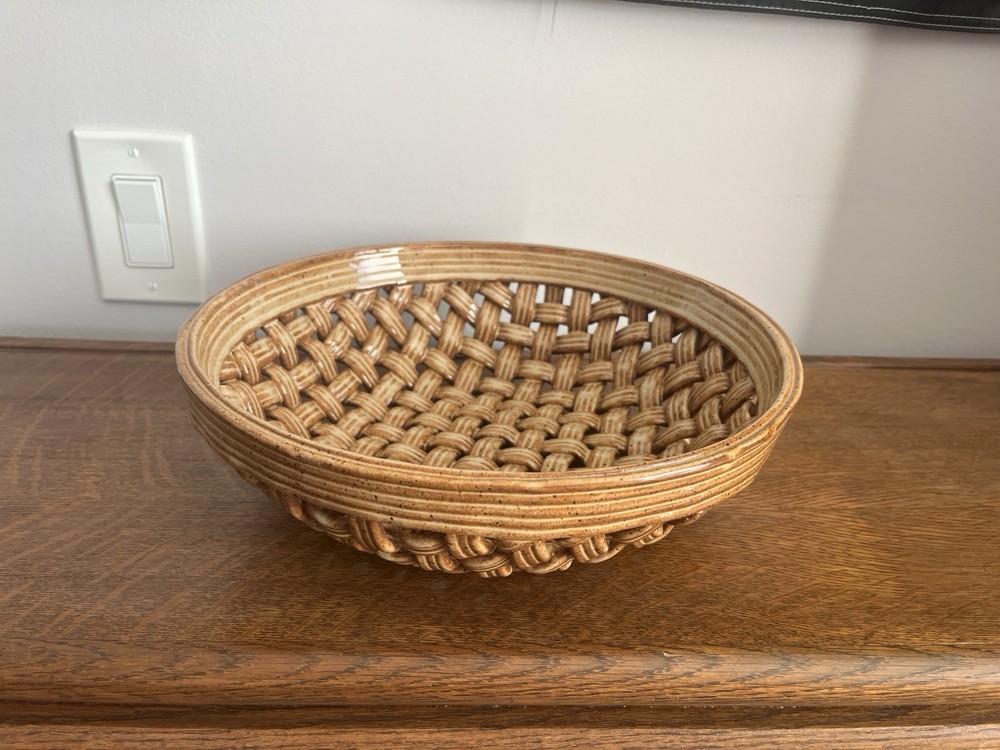 Vintage Ceramic Basket Bowl | Braided Ceramic...