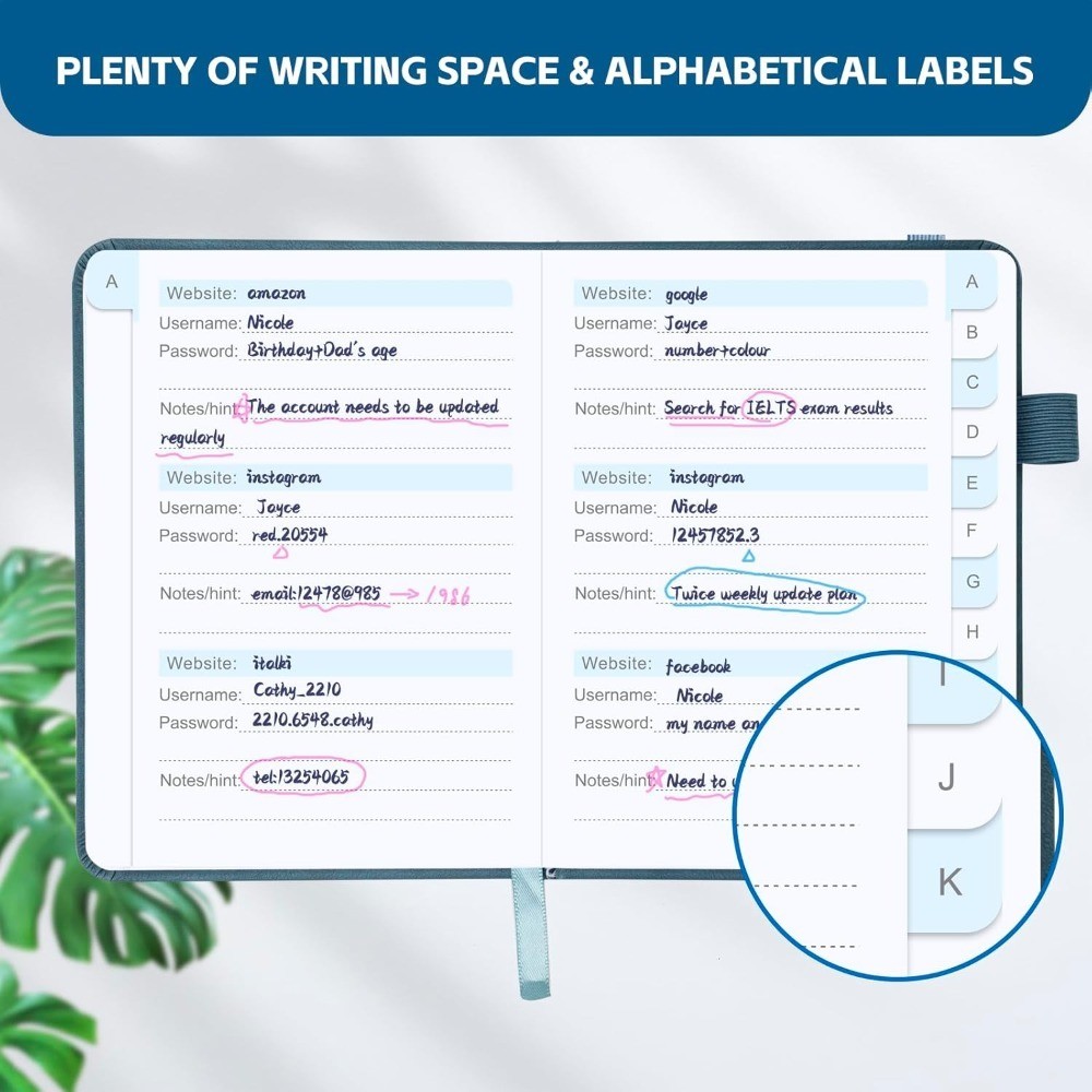 Password Keeper Book with Alphabetical Tabs Small Password Notebook for Seniors