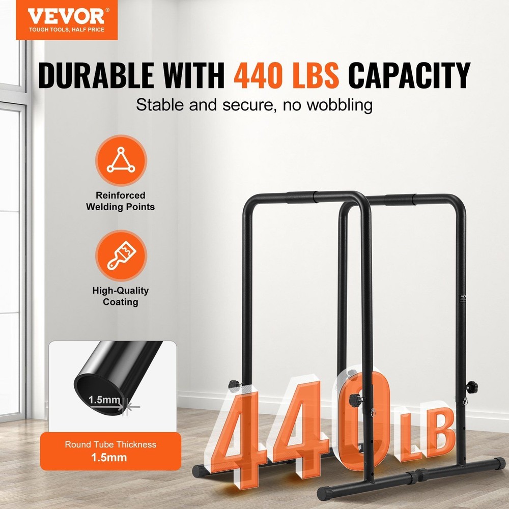Wide Base Dip Stand 440lb Load Capacity for Stability During Movements