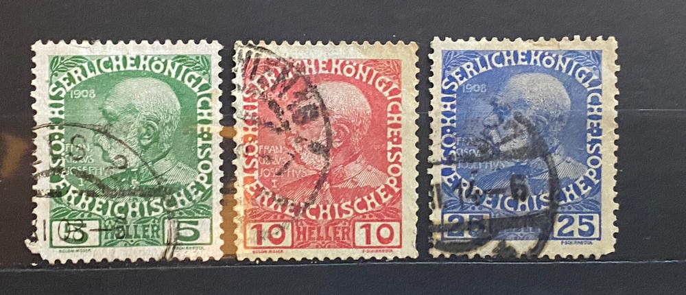 Austria 1908 3 Value Used 3FM258