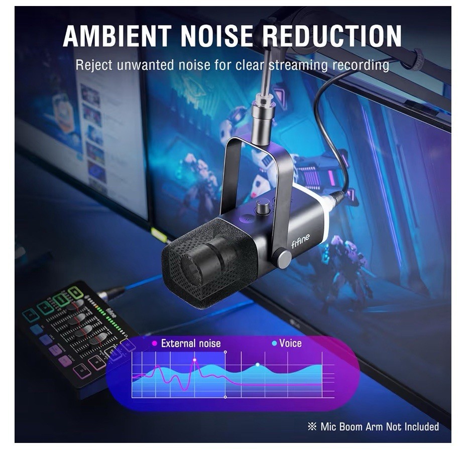 Gaming Audio Computer Streaming Microphone, 4-Channel RGB Mixer Set