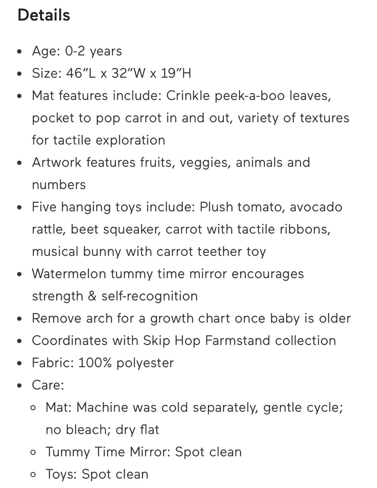 Baby Play Gym 3-in-1 Activity Mat 0-2y Farmstand Grow & Skip Tummy Time Green