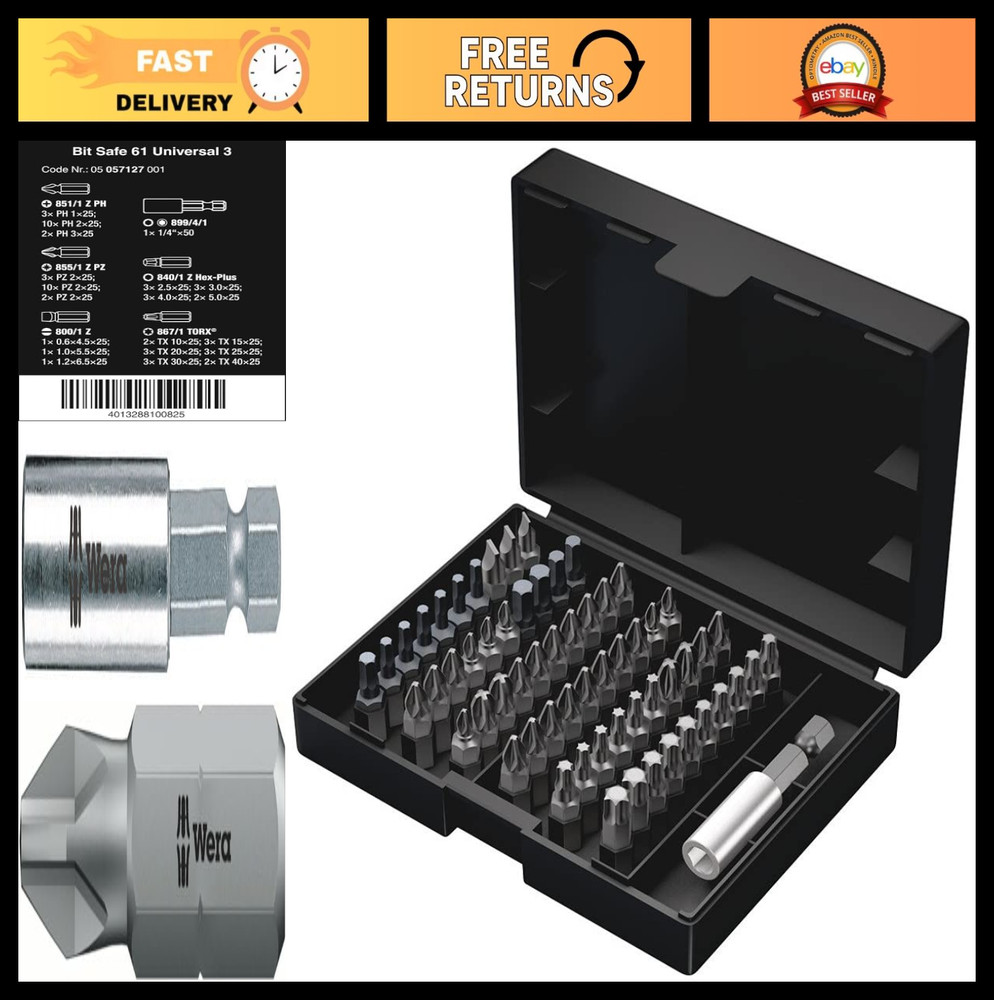 61-Piece Universal Bit Set, Multi-Function Tool Kit, Durable Storage Case, Versa