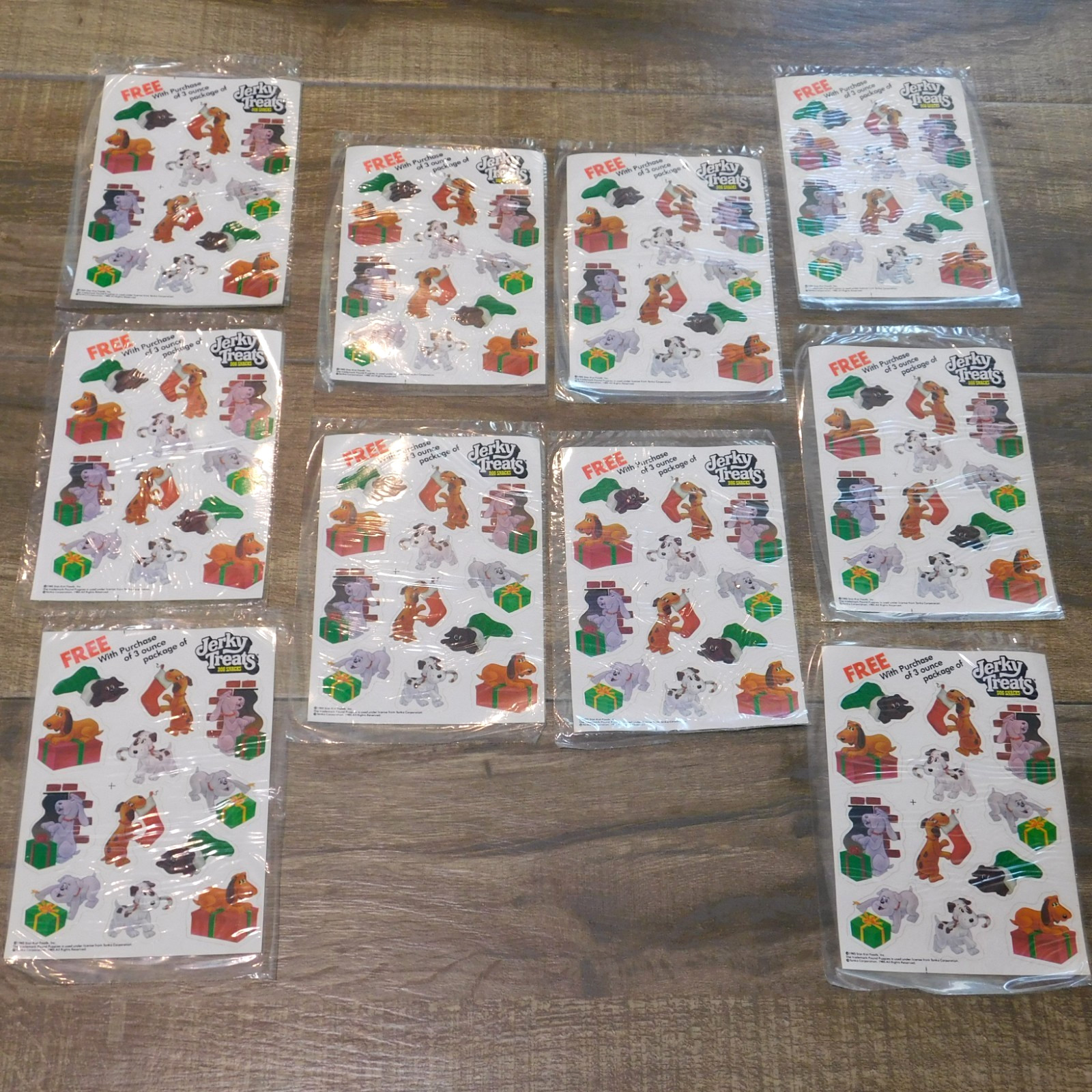 LOT OF 10 Vintage 1985 Jerky Treats Dog Snacks Pound Puppies 12 Stickers Sets