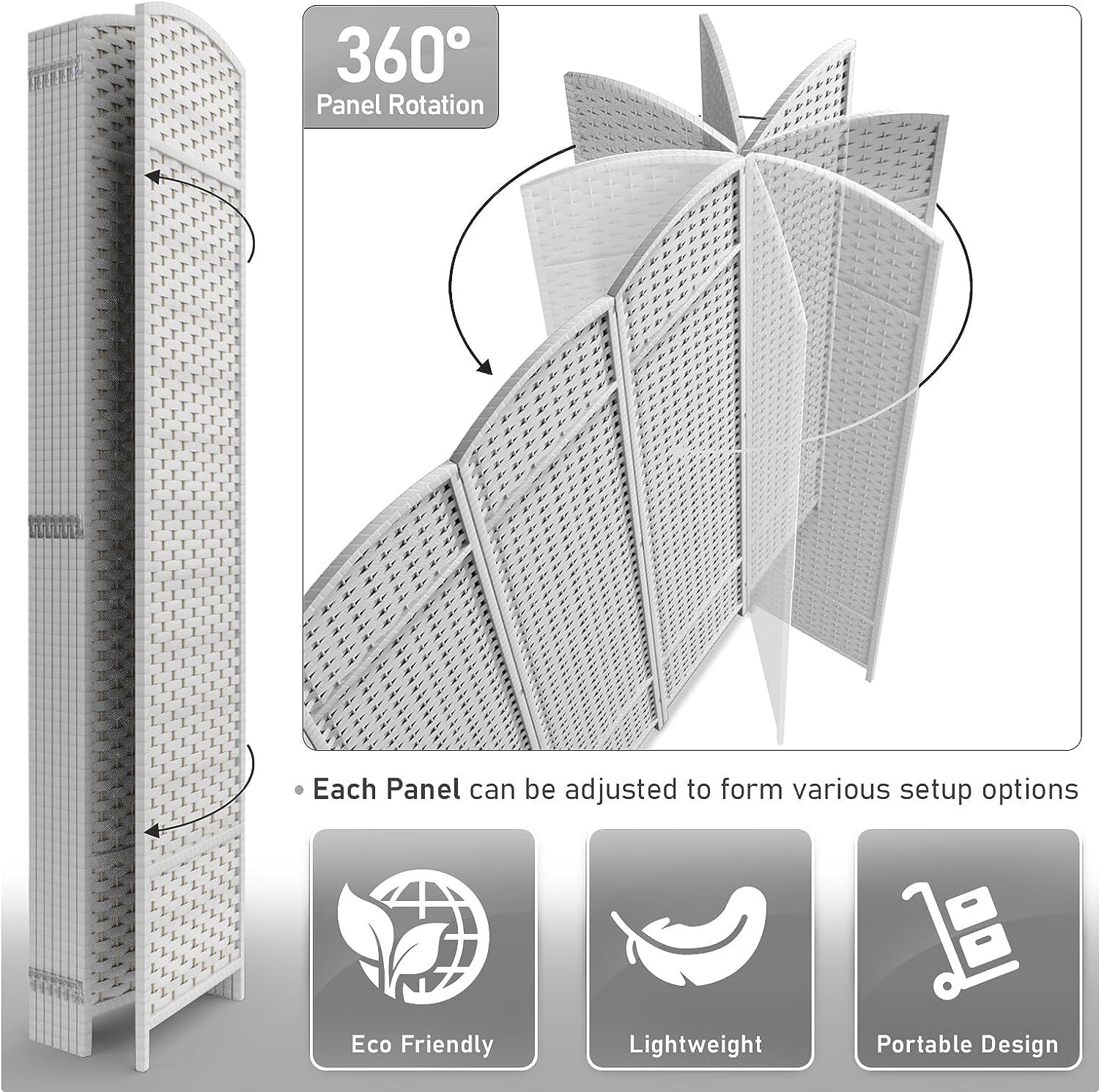 Sorbus Extra Wide Room Divider - Foldable Panel Privacy Screen (130” L x 69” H)