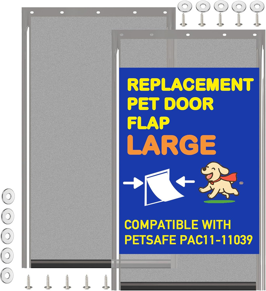 2 Pack Large Dog Door Replacement Flaps with Screws & Washers, Compatible with P