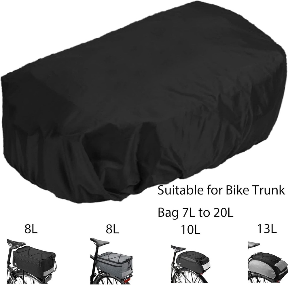 Adjustable Black Bicycle Trunk Rain Cover - Lightweight & Durable Protection