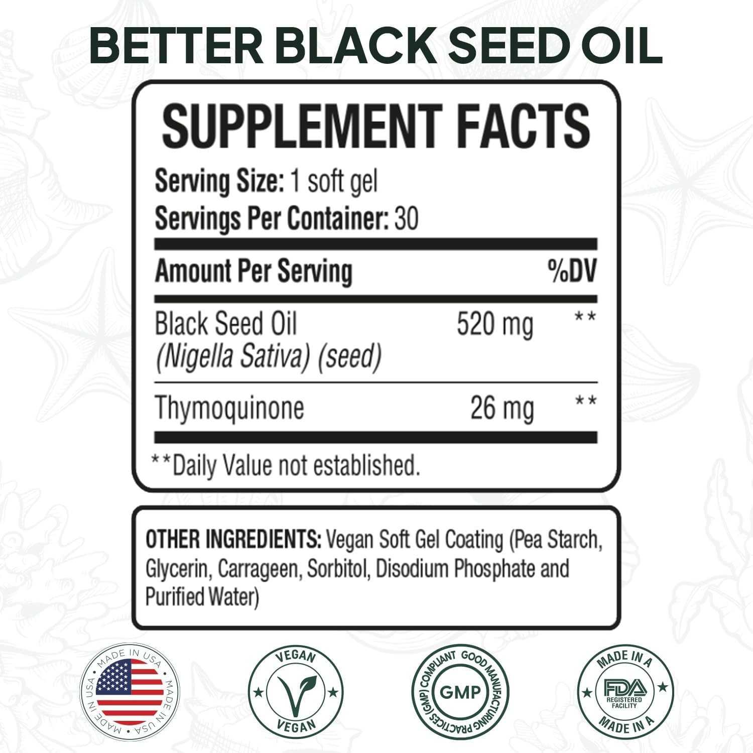 Organics Ocean Better Black Seed Oil Cold Pressed - Pure Nigella Sativa Oil for