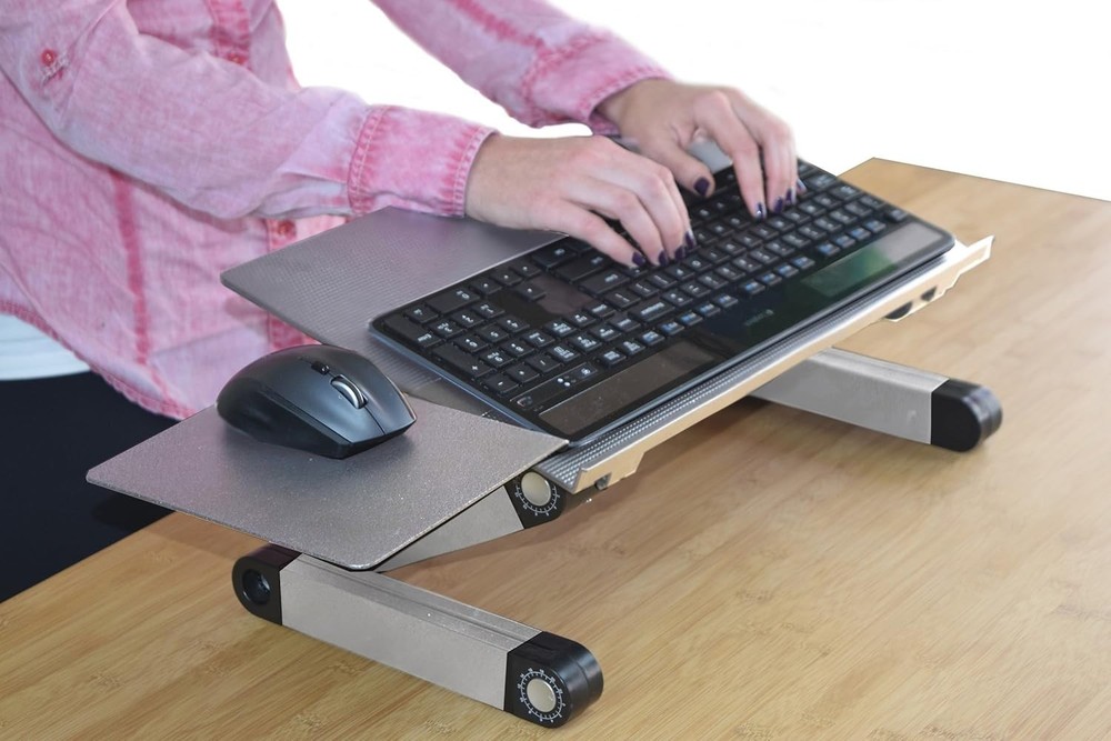 Adjustable Keyboard Tray, Silver, Ergonomic, Wrist Rest
