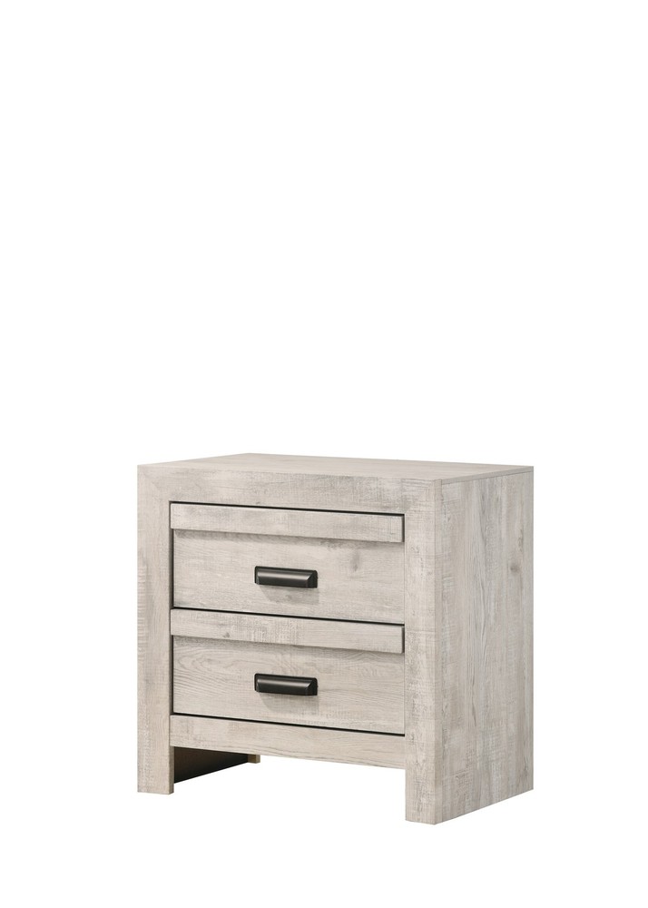 1pc Contemporary Nightstand End Table with Two Storage Drawers Rustic