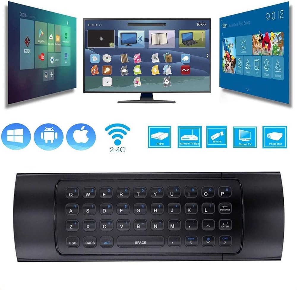 Air Mouse Remote MX3 Pro, 2.4G Wireless Mini Keyboard, Universal Black