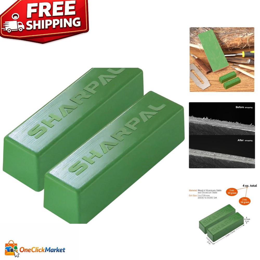 Ultrafine Grit Green Buffing Compound 2-Pack for Easy Tool Sharpening (4 Oz)