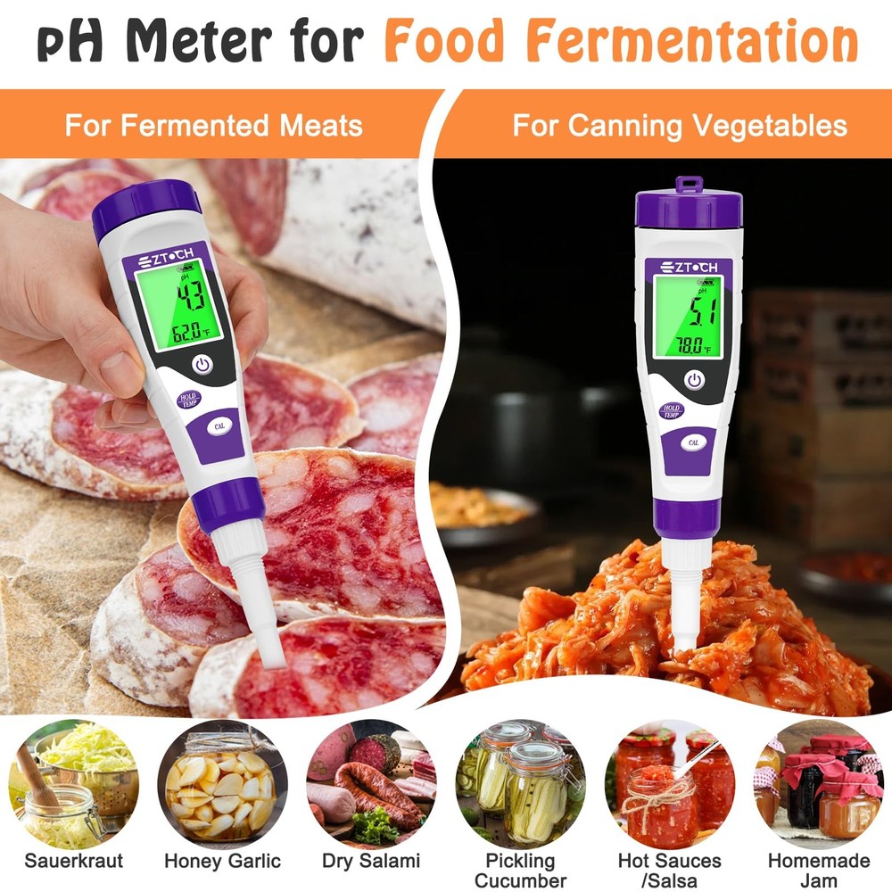 EZTOCH Food pH Meter, Digital Meter for Fermentation Canning...