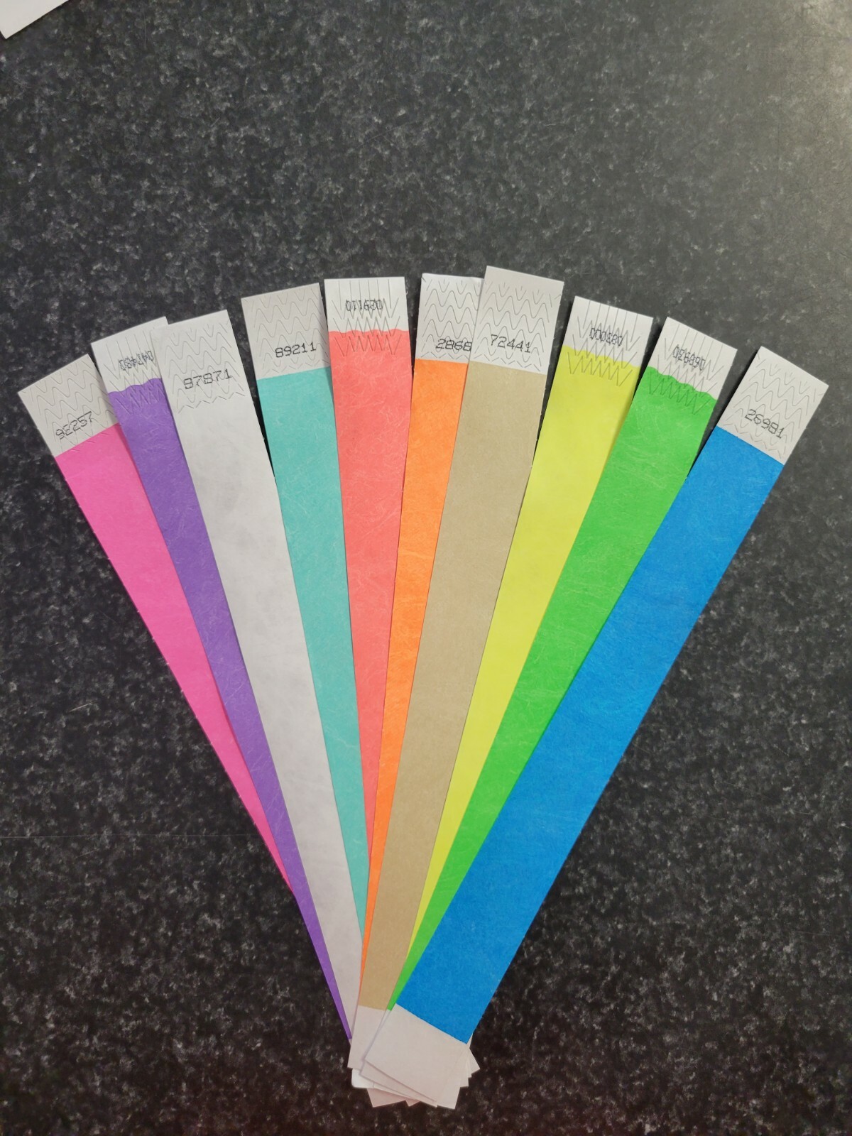 150 1"  (10 each of 15 colors) TYVEK WRISTBANDS, PAPER WRISTBANDS, EVENT BANDS