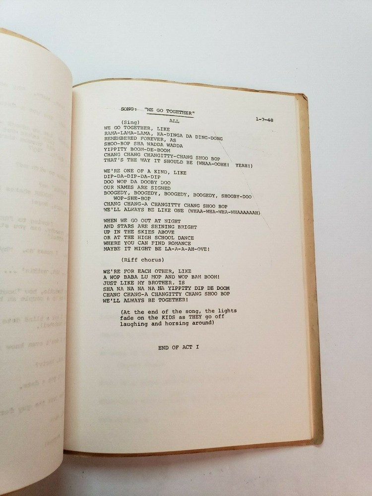 GREASE / Jim Jacobs & Warren Casey 1970 Original Broadway Musical Script
