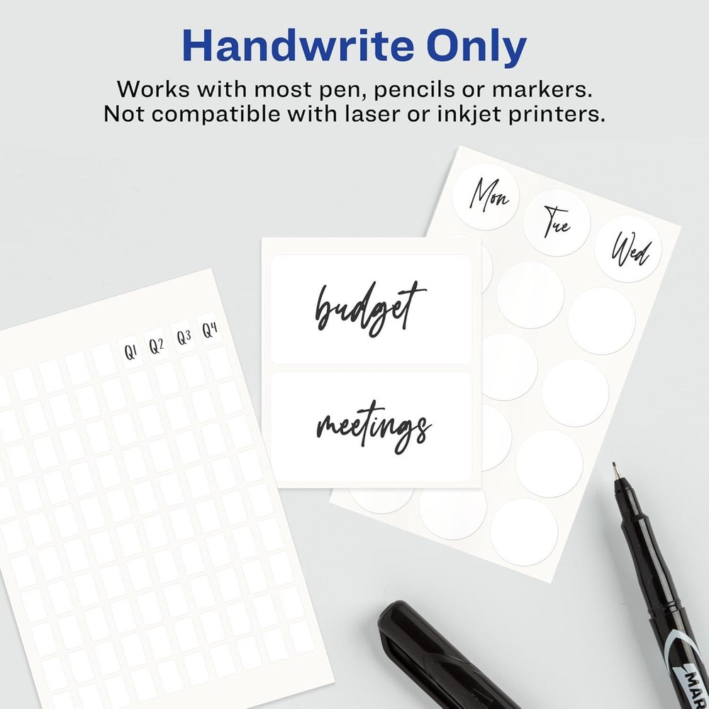 White Removable Labels 1"X3" 72-Pack – Multi-Use Writable Adhesive Tags - New