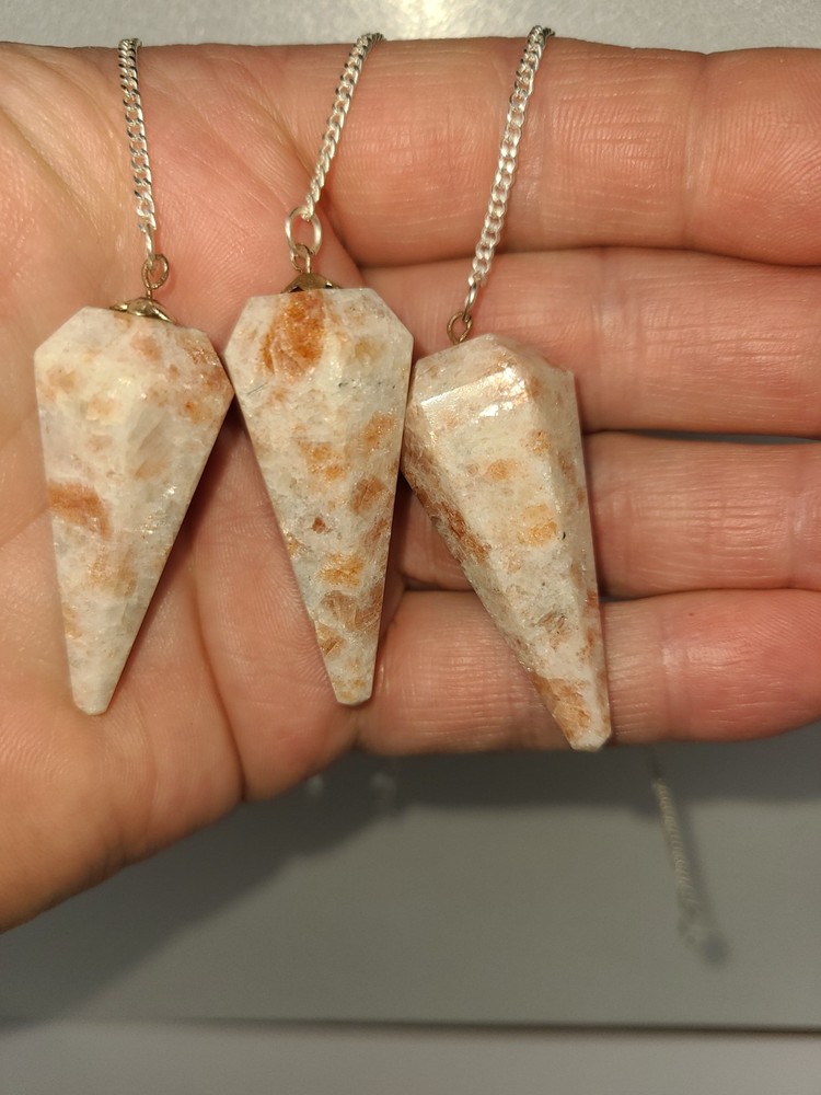 Sunstone Faceted Cone Crystal Dowsing Pendulum Divination Tool