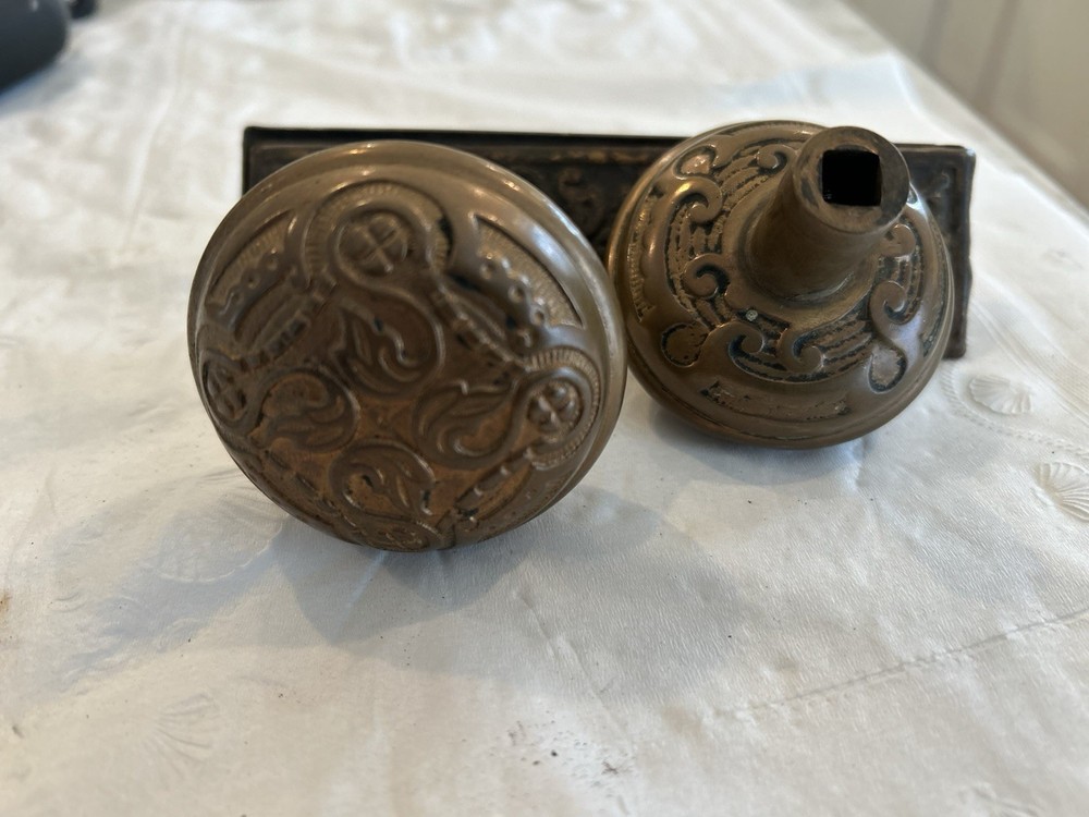 Antique  Taylor & Boggis Foundry Antique ~1885 Door Knobs Solid Brass Beautiful