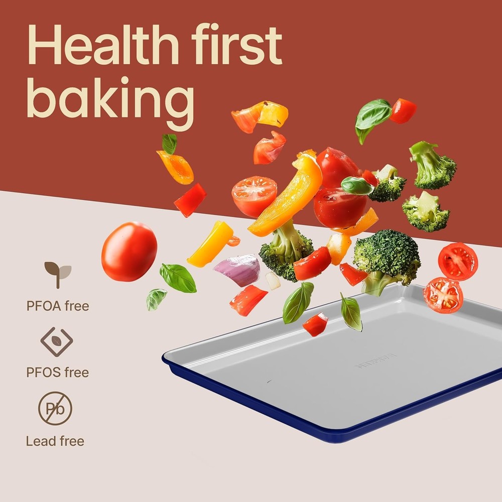 8-Piece Stackable Bakeware Set Ceramic Non-Stick Coating Baking Sheets Durable