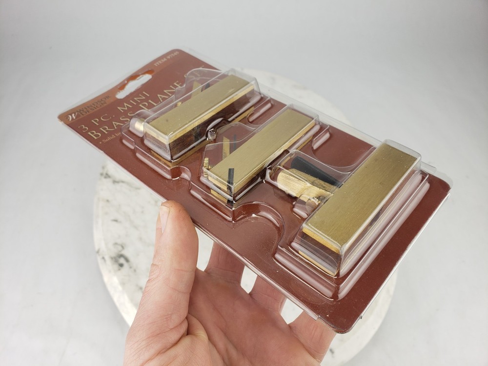 3pc Mini Brass Plane Set Solid Brass & Hardwood Construction #97545 Windsor