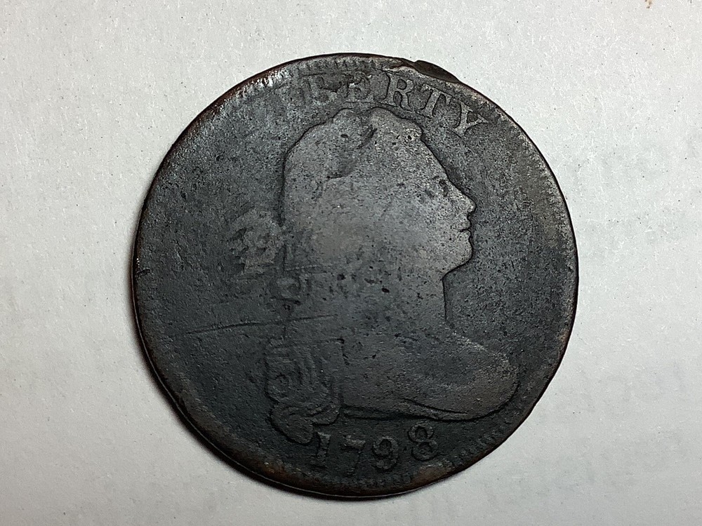 1798 Draped Bust Large Cent - US 1c Copper Penny Coin!!