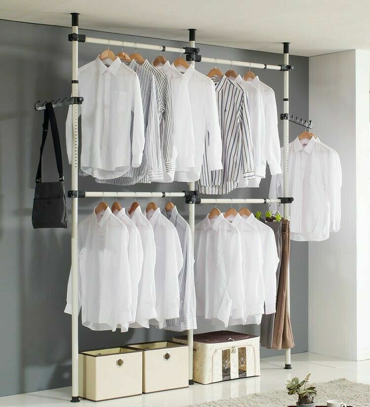 3x4 Heavy Duty Adjustable Garment Rack Clothing Pole Closet Rod Organizer IVORY