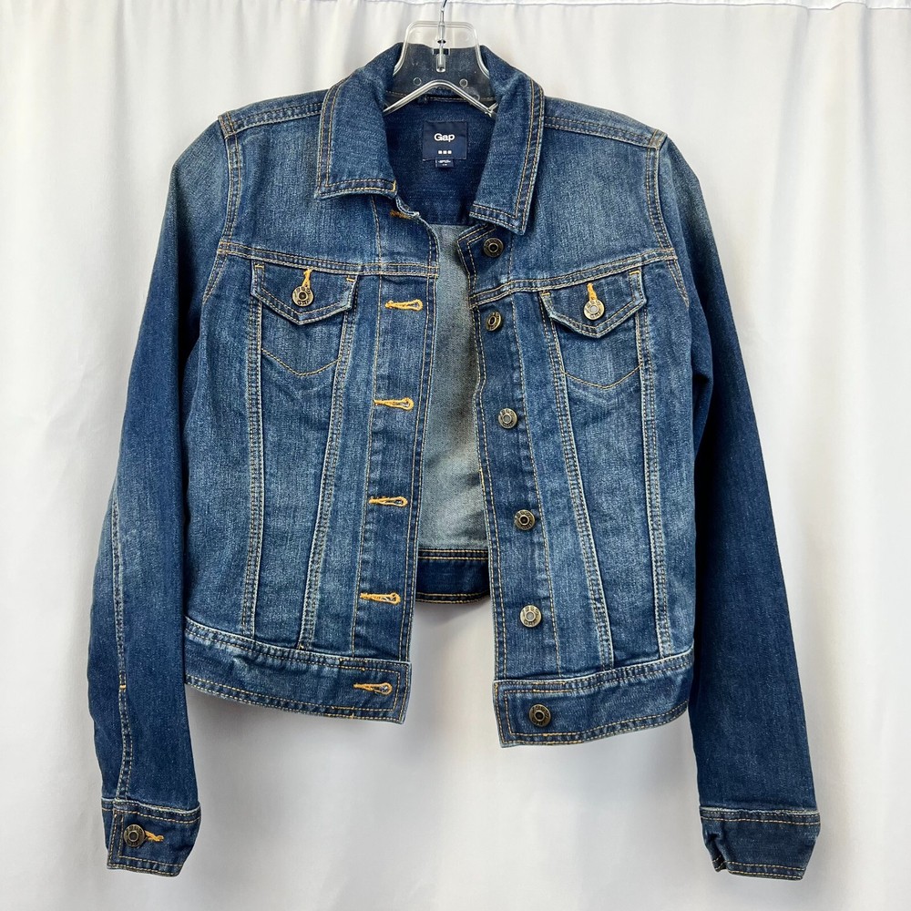 Gap Womens Blue Long Sleeve Collared Denim Button Front Jacket Size XS