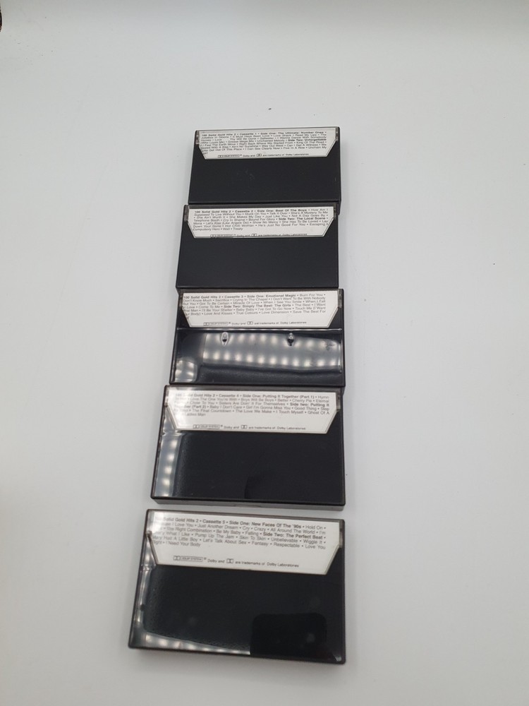 readers digest 100 solid gold hits cassettes x5 1-5 plus holder