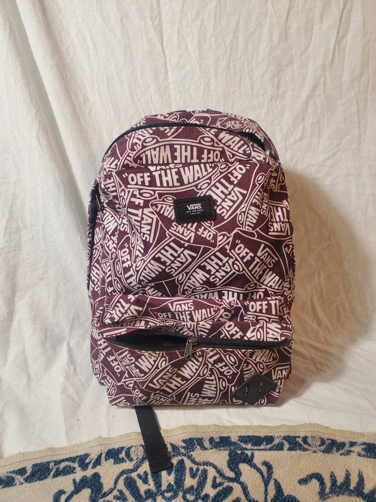 VANS Branded Backpack Red and White School Bag