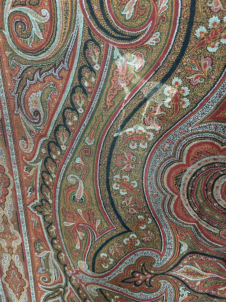 antique paisley shawl throw woven 62x62 original 19thc cutter