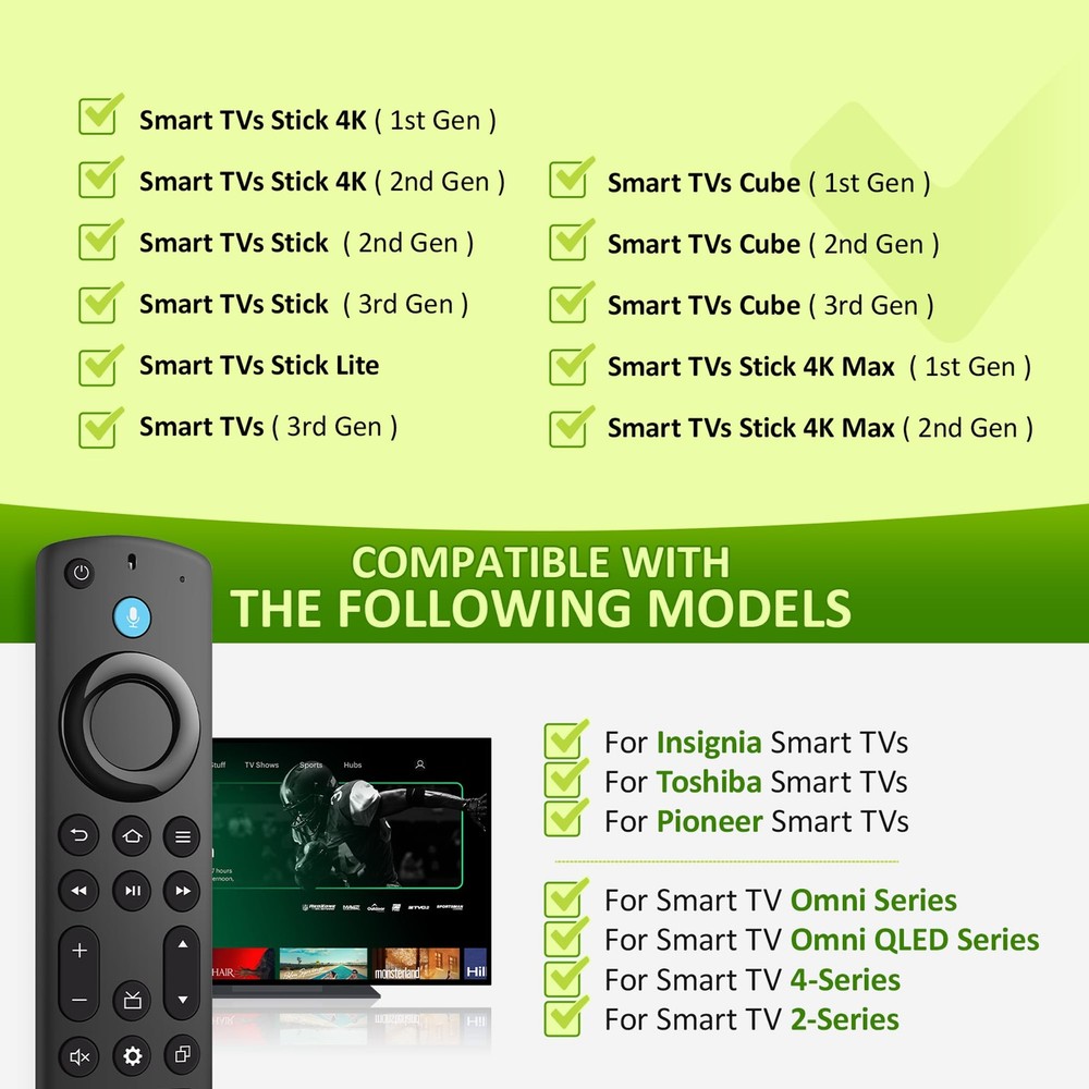 Replacement Remote Control for Fire Smart TV Voice Remote-HU, Black