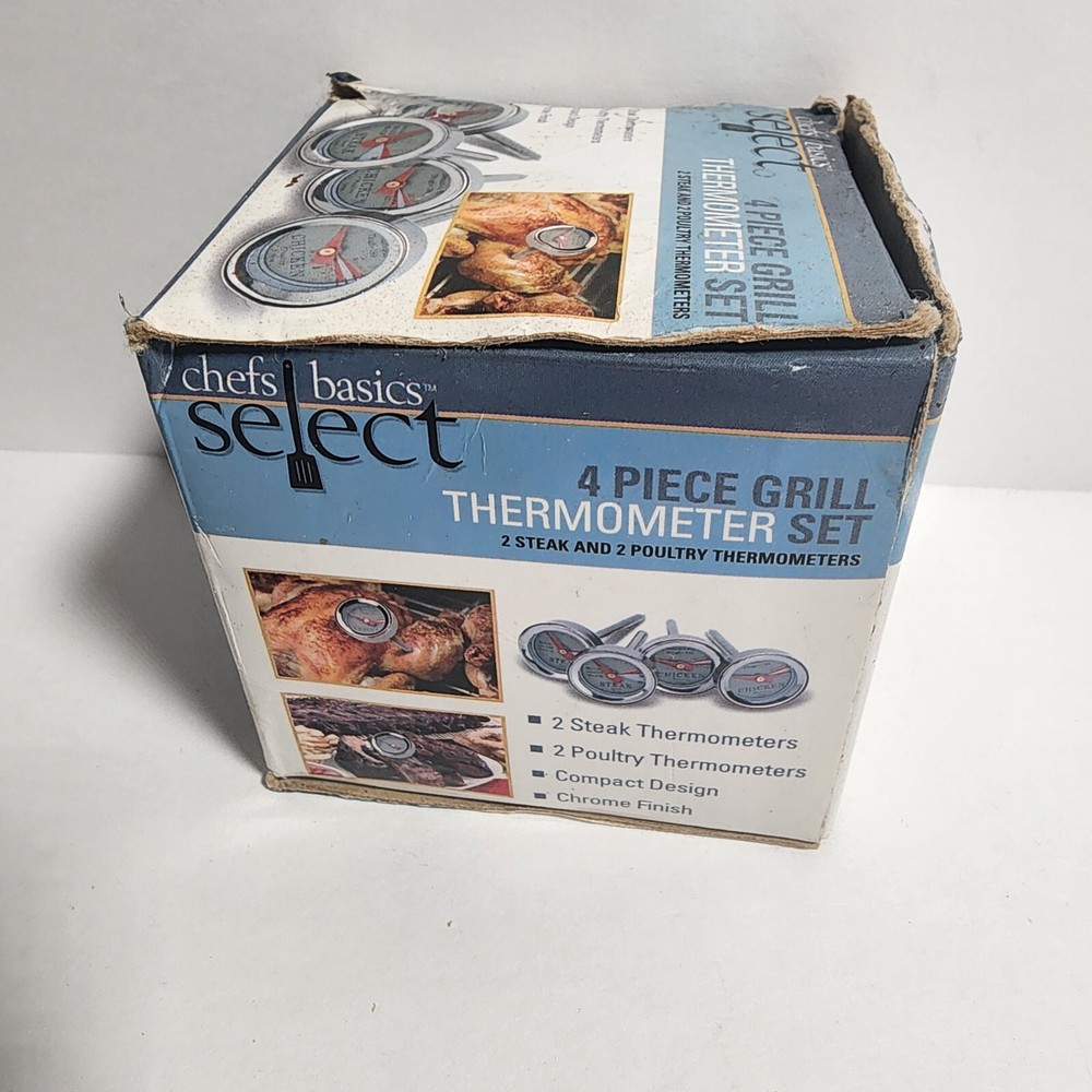 Chefs Basic Select 4 Pcs HW5255 Set Grill Meat Thermometers 2 Chicken, 2 Steak