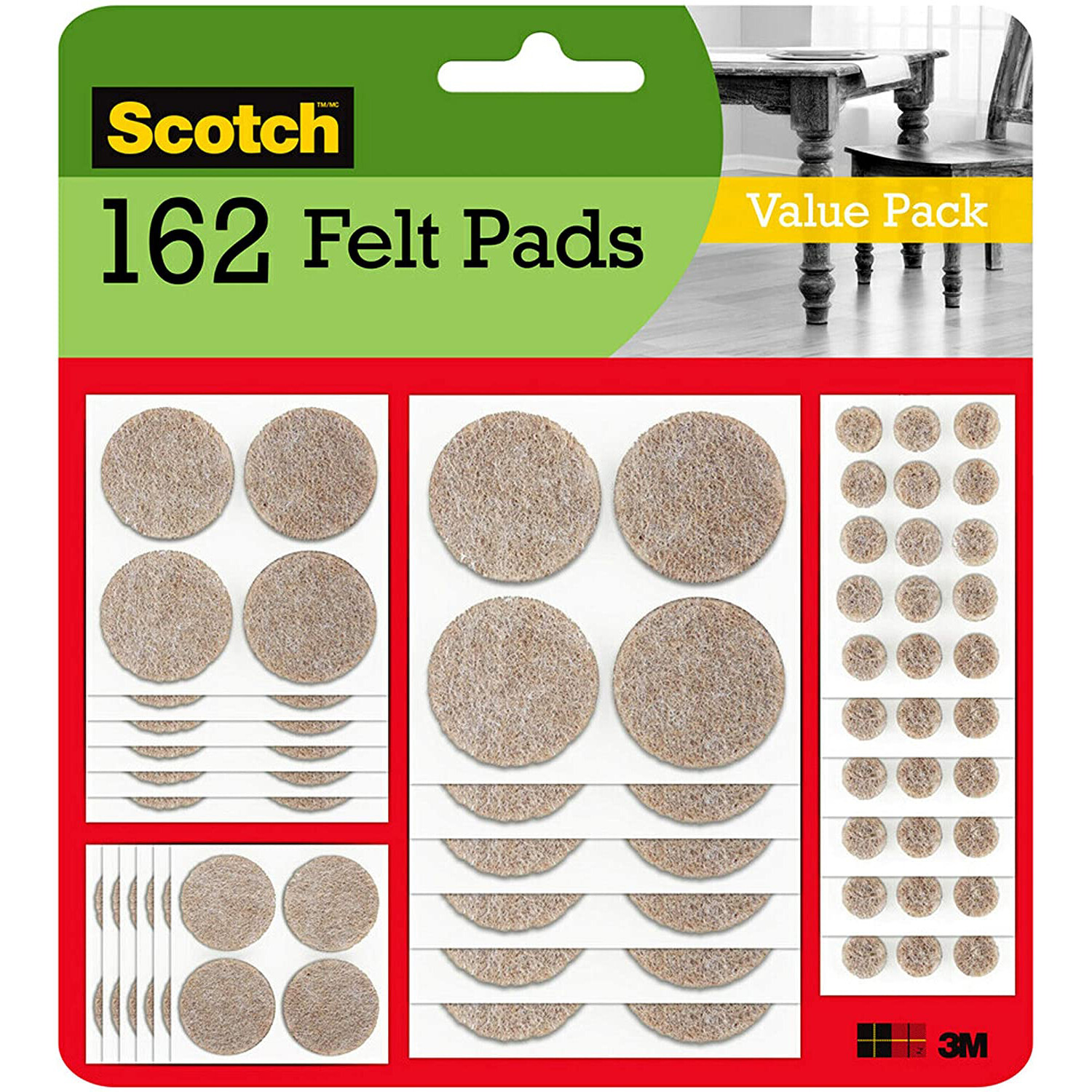 3M SP Scotch Felt Pads: 1 in. diameter circle / Heavy Duty / 16-pack (Grey)