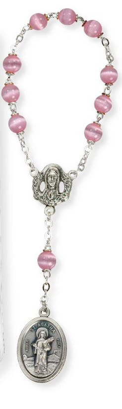 St. Agatha Chaplet, 5", w/ Laminated Prayer Card, Instructions