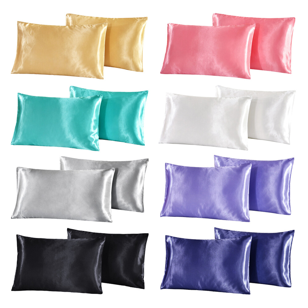 Luxury Silky Satin Sheet Set Bedding Fiited Sheets Soft Pillowcases Solid Color
