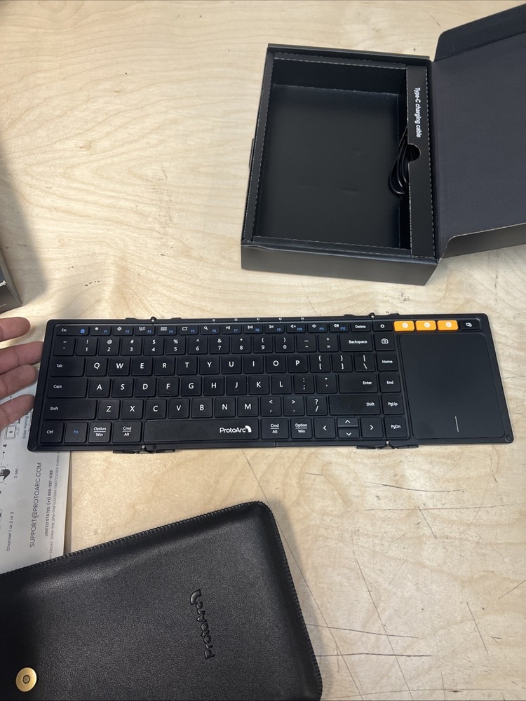 ProtoArc XK01 TP Foldable Keyboard Bluetooth Touchpad Open Box MISSING CABLE