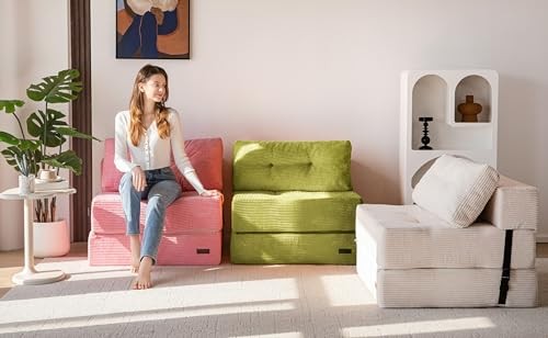 Folding Sofa Bed, Convertible Sofa Bed with High-Density Support Large Green