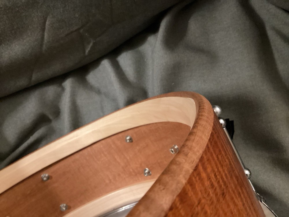 Custom Handmade Snare Drum , Single , One Ply All Mahogany Solid Shell ..16”