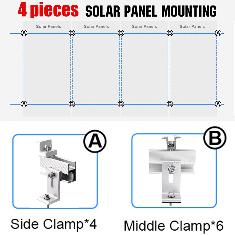 Solar Panel Brackets Mounting Clamp Kit Universal For 1-4pcs Solar Panels Mount