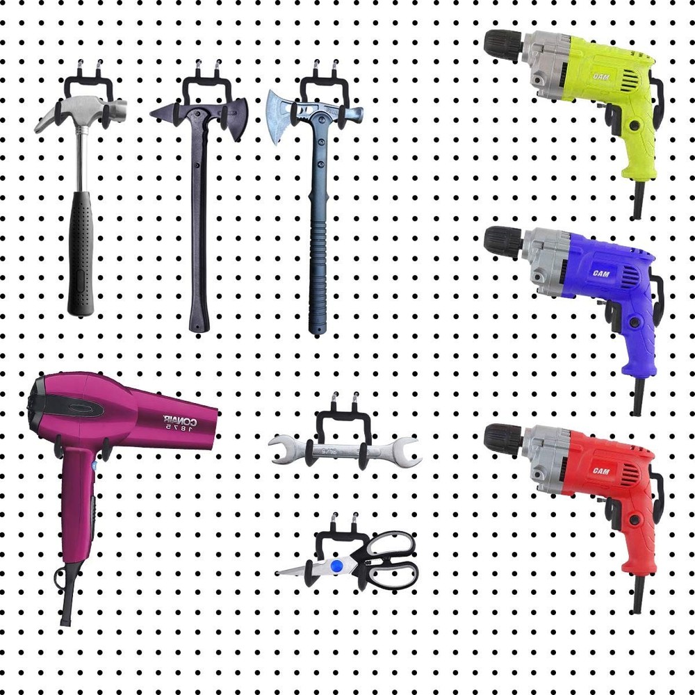 6PCS Pegboard Drill Holder Pegboard Hooks Pegboard Accessories for Tool,Acces...