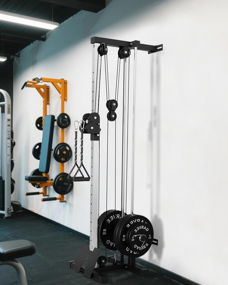 Wall Mount Cable Station, Adjustable Dual Pulley System Cable Crossover Machine