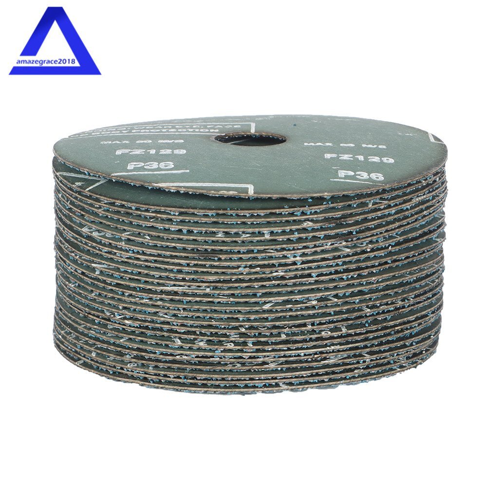 25 Pack 5" x 7/8" 24 Grit Zirconia Resin Fiber Disc Grinding and Sanding Discs
