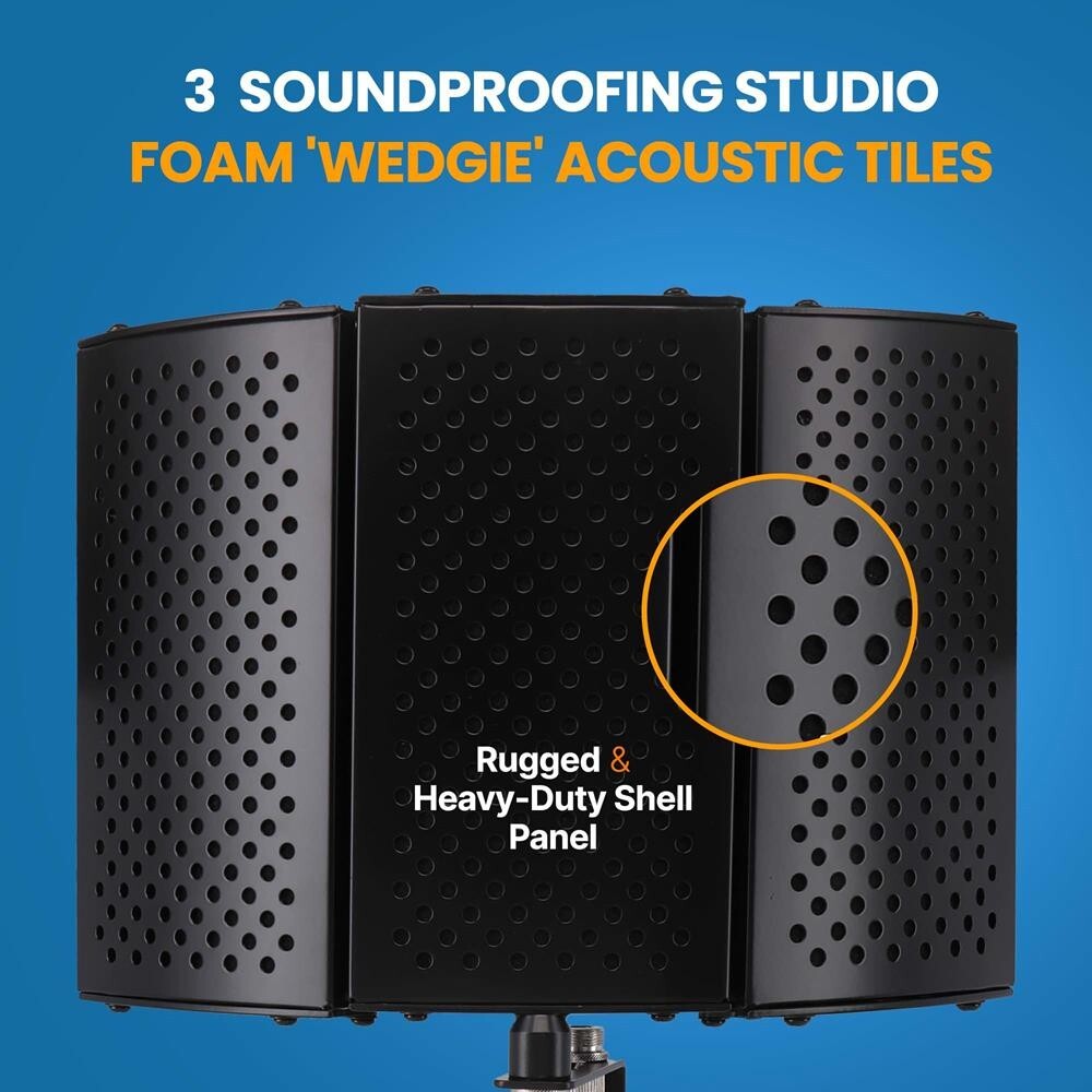 Pyle PSMRS08 Compact Microphone Isolation Shield, Studio Mic Sound Dampening