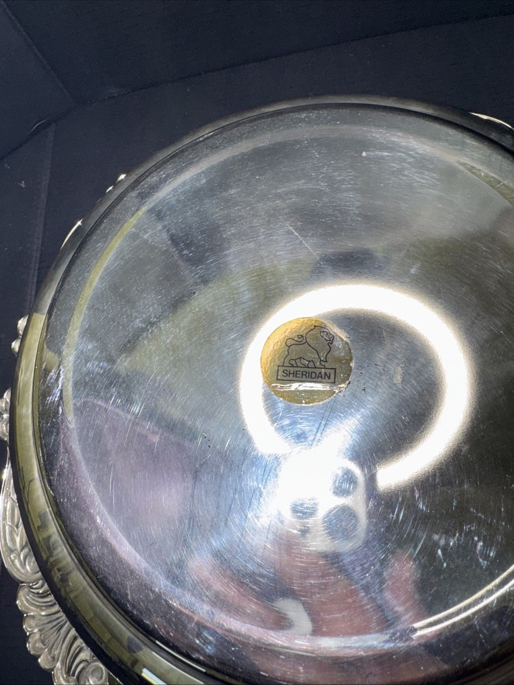 Ornate silver-plated covered vegetable/entrée serving dish (rococo style)